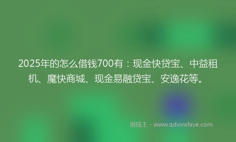 2025年的怎么借钱700有：现金快贷宝、中益租机、魔快商城、现金易融贷宝、安逸花等。