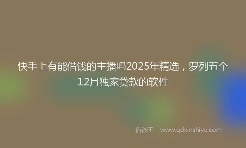 快手上有能借钱的主播吗2025年精选，罗列五个12月独家贷款的软件