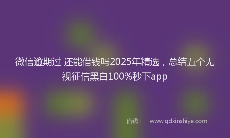微信逾期过 还能借钱吗2025年精选，总结五个无视征信黑白100%秒下app