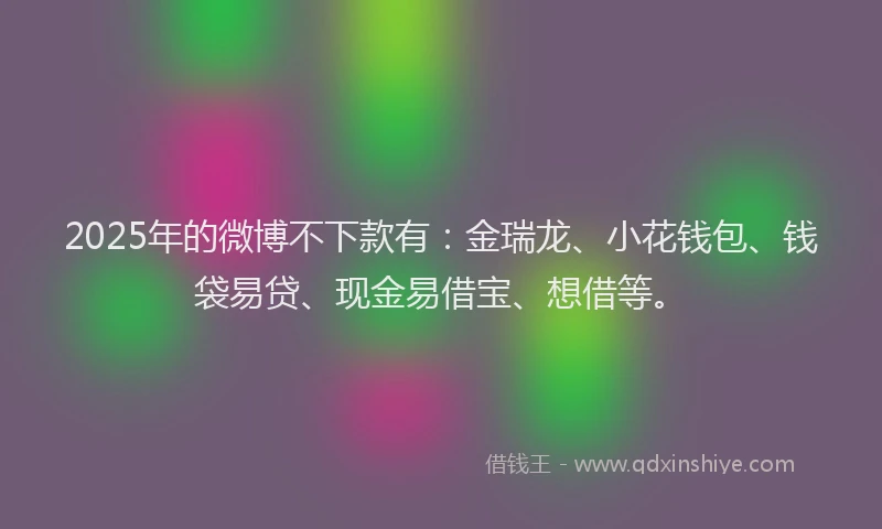 2025年的微博不下款有：金瑞龙、小花钱包、钱袋易贷、现金易借宝、想借等。