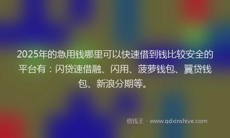 2025年的急用钱哪里可以快速借到钱比较安全的平台有：闪贷速借融、闪用、菠萝钱包、翼贷钱包、新浪分期等。