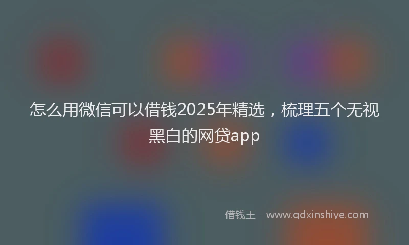 怎么用微信可以借钱2025年精选，梳理五个无视黑白的网贷app