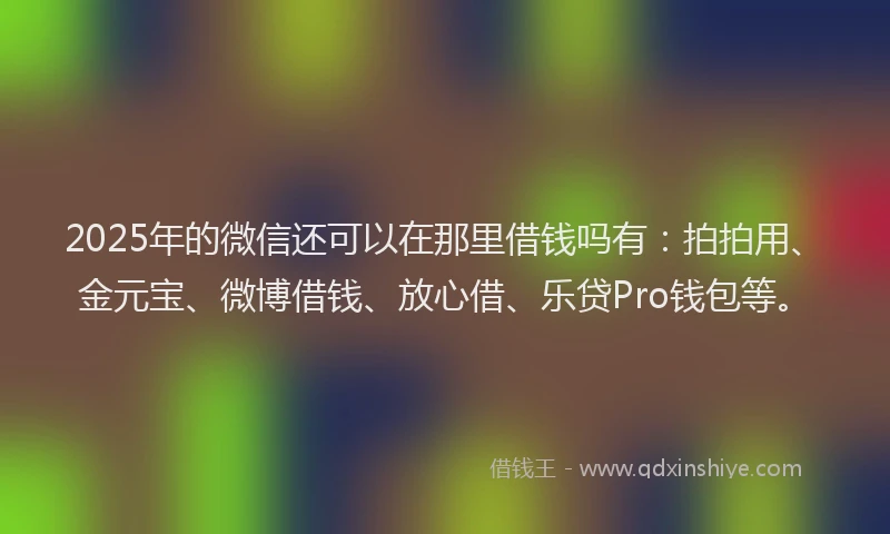 2025年的微信还可以在那里借钱吗有：拍拍用、金元宝、微博借钱、放心借、乐贷Pro钱包等。