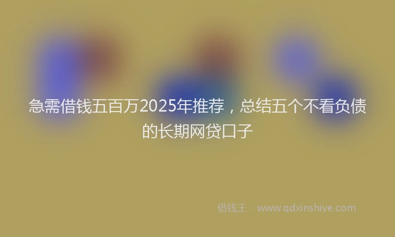 急需借钱五百万2025年推荐，总结五个不看负债的长期网贷口子