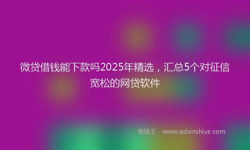 微贷借钱能下款吗2025年精选，汇总5个对征信宽松的网贷软件