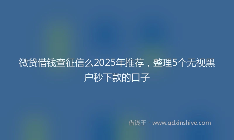 微贷借钱查征信么2025年推荐，整理5个无视黑户秒下款的口子