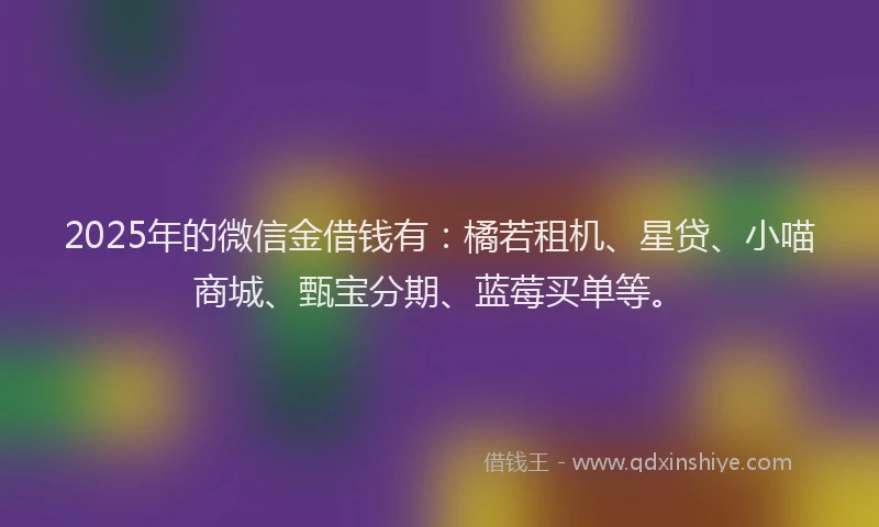 2025年的微信金借钱有：橘若租机、星贷、小喵商城、甄宝分期、蓝莓买单等。