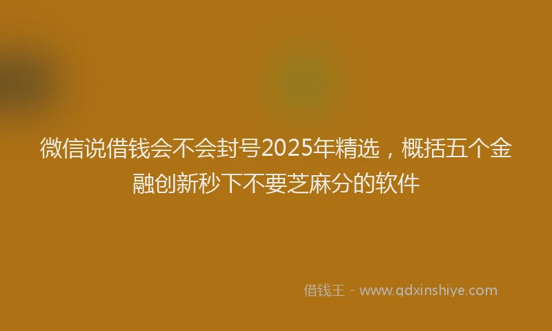 微信说借钱会不会封号2025年精选，概括五个金融创新秒下不要芝麻分的软件