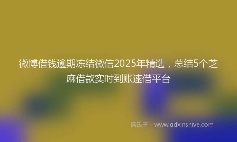 微博借钱逾期冻结微信2025年精选，总结5个芝麻借款实时到账速借平台