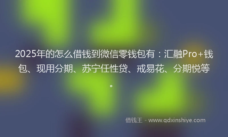 2025年的怎么借钱到微信零钱包有：汇融Pro+钱包、现用分期、苏宁任性贷、戒易花、分期悦等。