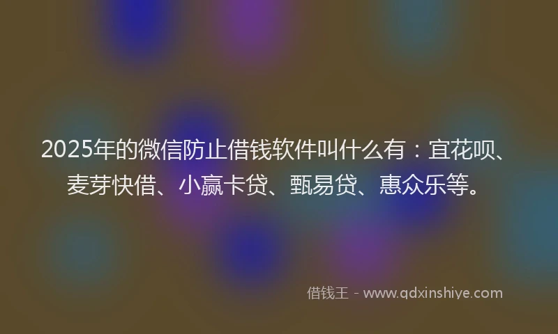 2025年的微信防止借钱软件叫什么有：宜花呗、麦芽快借、小赢卡贷、甄易贷、惠众乐等。