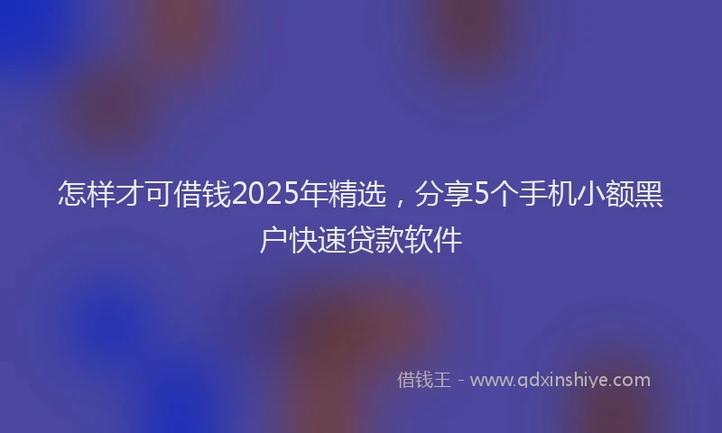 怎样才可借钱2025年精选，分享5个手机小额黑户快速贷款软件