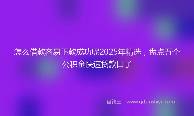 怎么借款容易下款成功呢2025年精选，盘点五个公积金快速贷款口子