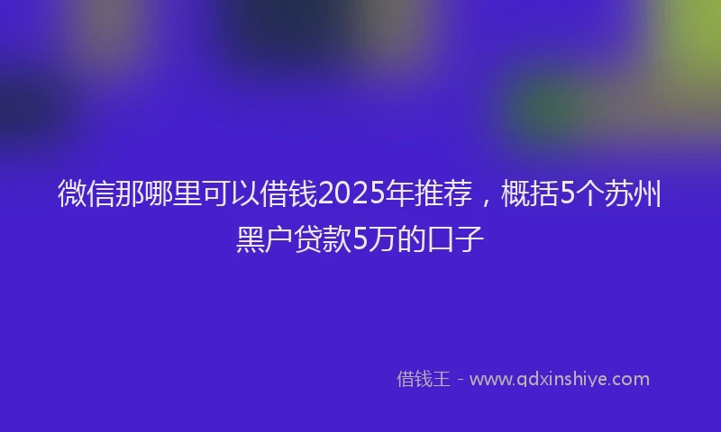 微信那哪里可以借钱2025年推荐，概括5个苏州黑户贷款5万的口子