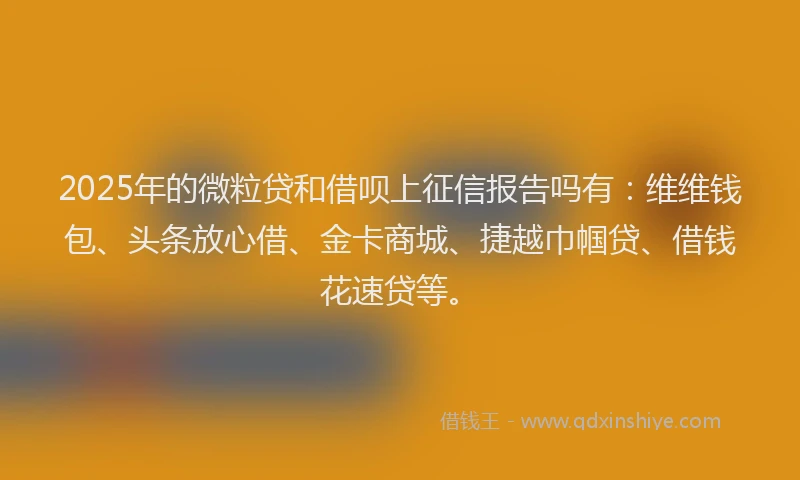 2025年的微粒贷和借呗上征信报告吗有：维维钱包、头条放心借、金卡商城、捷越巾帼贷、借钱花速贷等。