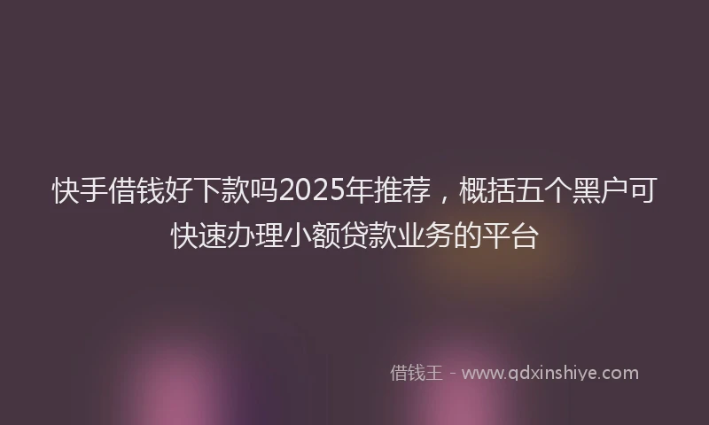 快手借钱好下款吗2025年推荐，概括五个黑户可快速办理小额贷款业务的平台
