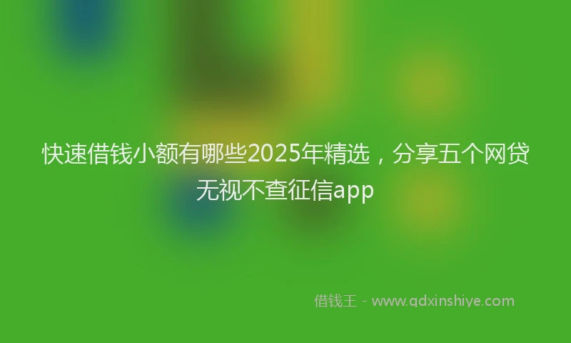 快速借钱小额有哪些2025年精选，分享五个网贷无视不查征信app