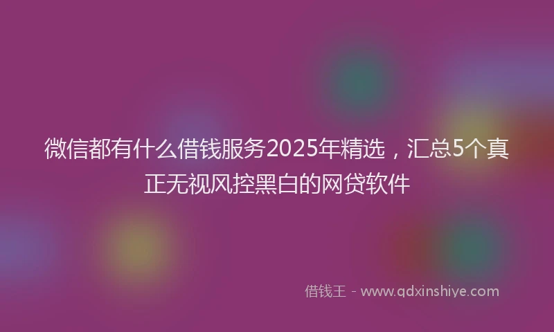 微信都有什么借钱服务2025年精选，汇总5个真正无视风控黑白的网贷软件