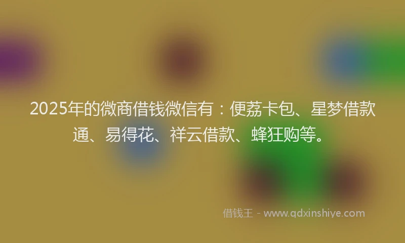 2025年的微商借钱微信有：便荔卡包、星梦借款通、易得花、祥云借款、蜂狂购等。