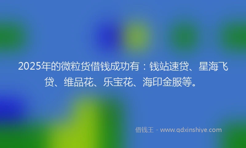 2025年的微粒货借钱成功有：钱站速贷、星海飞贷、维品花、乐宝花、海印金服等。