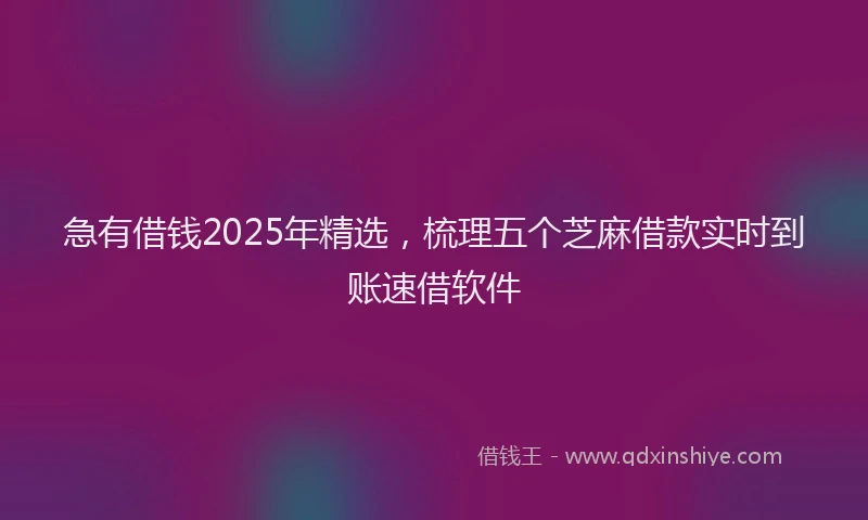 急有借钱2025年精选，梳理五个芝麻借款实时到账速借软件