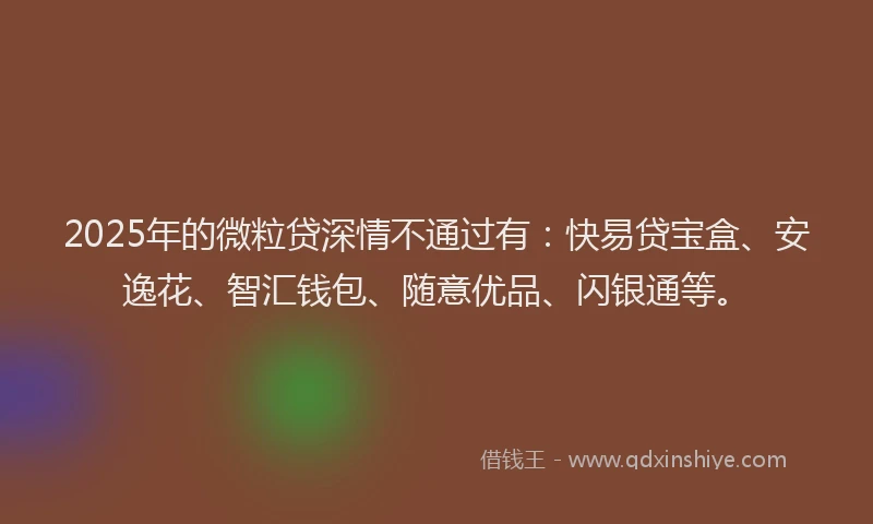 2025年的微粒贷深情不通过有：快易贷宝盒、安逸花、智汇钱包、随意优品、闪银通等。
