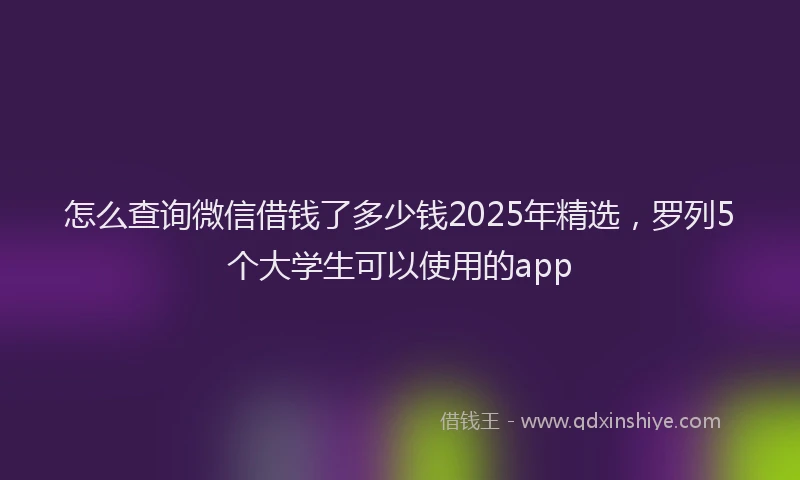 怎么查询微信借钱了多少钱2025年精选，罗列5个大学生可以使用的app