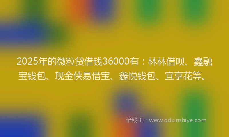 2025年的微粒贷借钱36000有：林林借呗、鑫融宝钱包、现金侠易借宝、鑫悦钱包、宜享花等。
