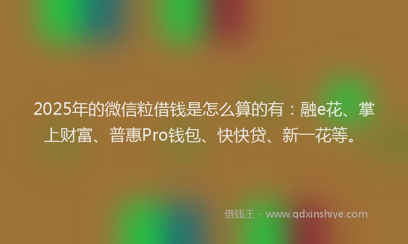 2025年的微信粒借钱是怎么算的有：融e花、掌上财富、普惠Pro钱包、快快贷、新一花等。