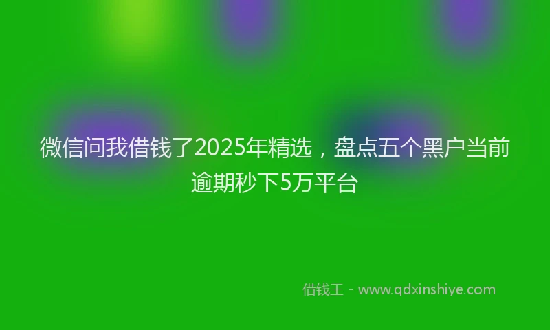 微信问我借钱了2025年精选，盘点五个黑户当前逾期秒下5万平台