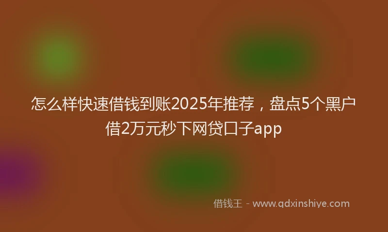 怎么样快速借钱到账2025年推荐，盘点5个黑户借2万元秒下网贷口子app