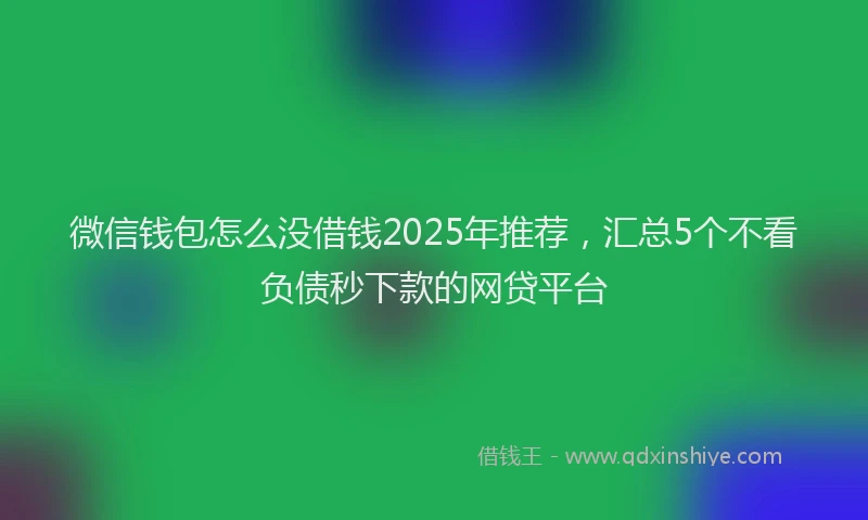 微信钱包怎么没借钱2025年推荐，汇总5个不看负债秒下款的网贷平台