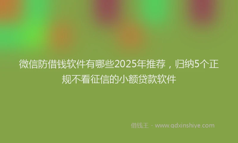 微信防借钱软件有哪些2025年推荐，归纳5个正规不看征信的小额贷款软件