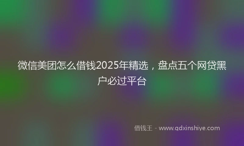 微信美团怎么借钱2025年精选，盘点五个网贷黑户必过平台