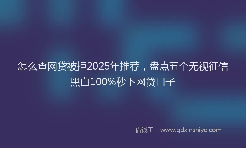 怎么查网贷被拒2025年推荐，盘点五个无视征信黑白100%秒下网贷口子