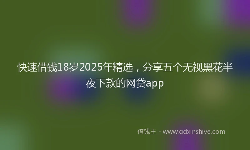 快速借钱18岁2025年精选，分享五个无视黑花半夜下款的网贷app