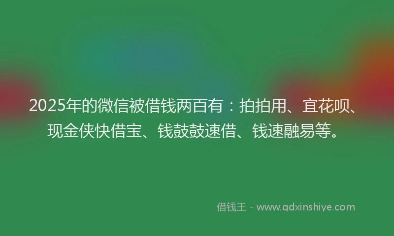 2025年的微信被借钱两百有：拍拍用、宜花呗、现金侠快借宝、钱鼓鼓速借、钱速融易等。