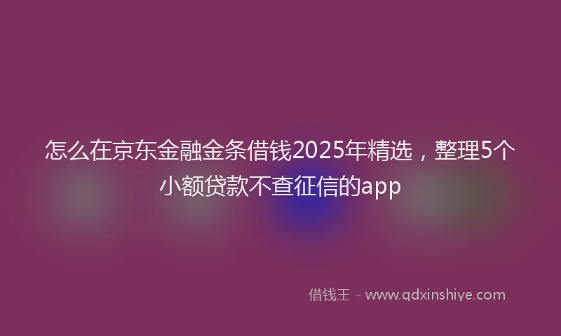 怎么在京东金融金条借钱2025年精选，整理5个小额贷款不查征信的app