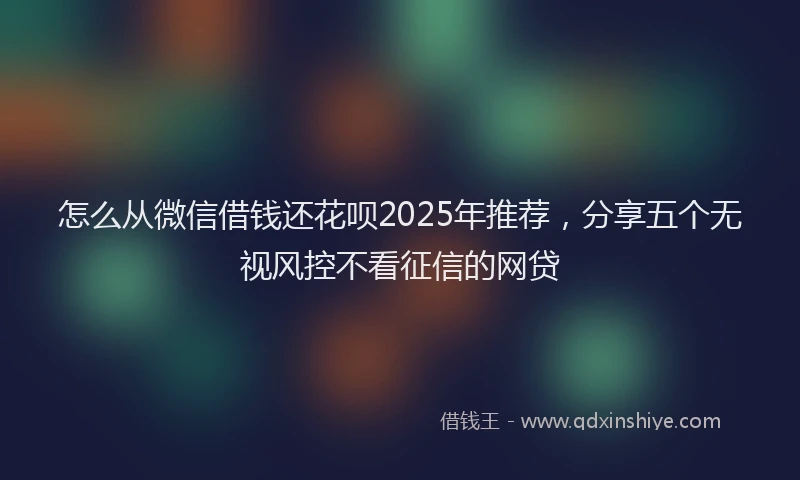 怎么从微信借钱还花呗2025年推荐，分享五个无视风控不看征信的网贷