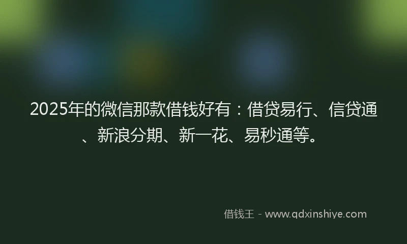 2025年的微信那款借钱好有：借贷易行、信贷通、新浪分期、新一花、易秒通等。