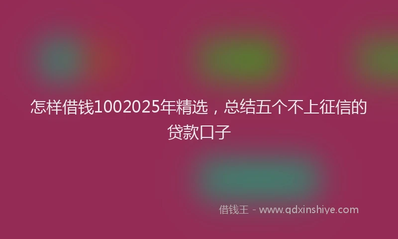 怎样借钱1002025年精选，总结五个不上征信的贷款口子