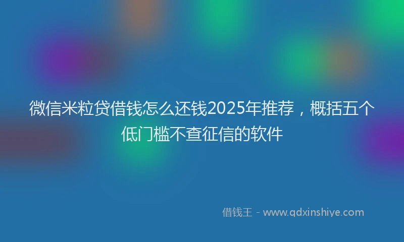 微信米粒贷借钱怎么还钱2025年推荐，概括五个低门槛不查征信的软件