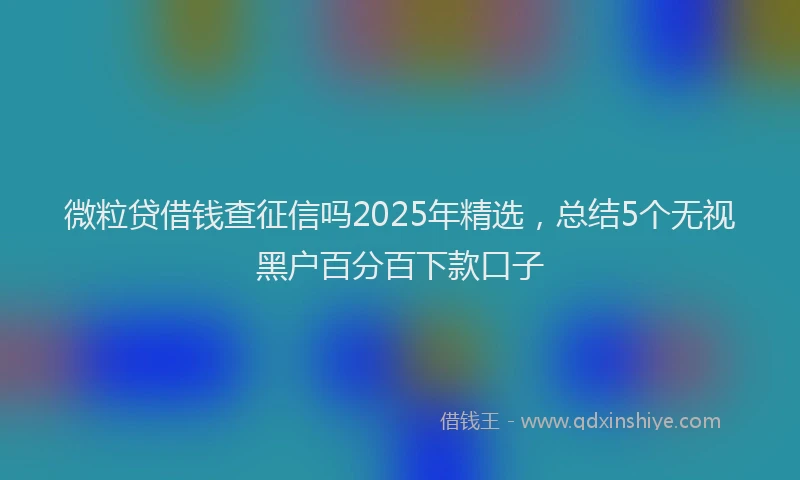微粒贷借钱查征信吗2025年精选，总结5个无视黑户百分百下款口子