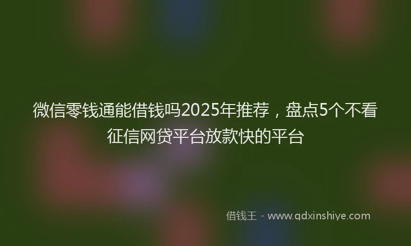 微信零钱通能借钱吗2025年推荐，盘点5个不看征信网贷平台放款快的平台