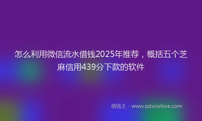 怎么利用微信流水借钱2025年推荐，概括五个芝麻信用439分下款的软件