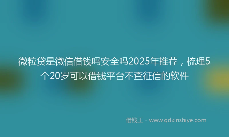 微粒贷是微信借钱吗安全吗2025年推荐，梳理5个20岁可以借钱平台不查征信的软件