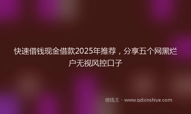 快速借钱现金借款2025年推荐，分享五个网黑烂户无视风控口子