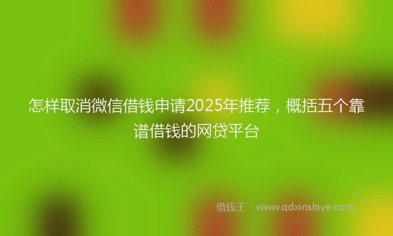 怎样取消微信借钱申请2025年推荐，概括五个靠谱借钱的网贷平台
