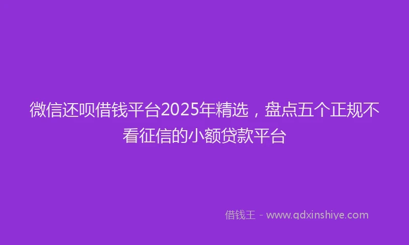 微信还呗借钱平台2025年精选，盘点五个正规不看征信的小额贷款平台