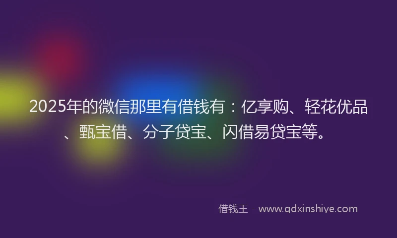 2025年的微信那里有借钱有：亿享购、轻花优品、甄宝借、分子贷宝、闪借易贷宝等。